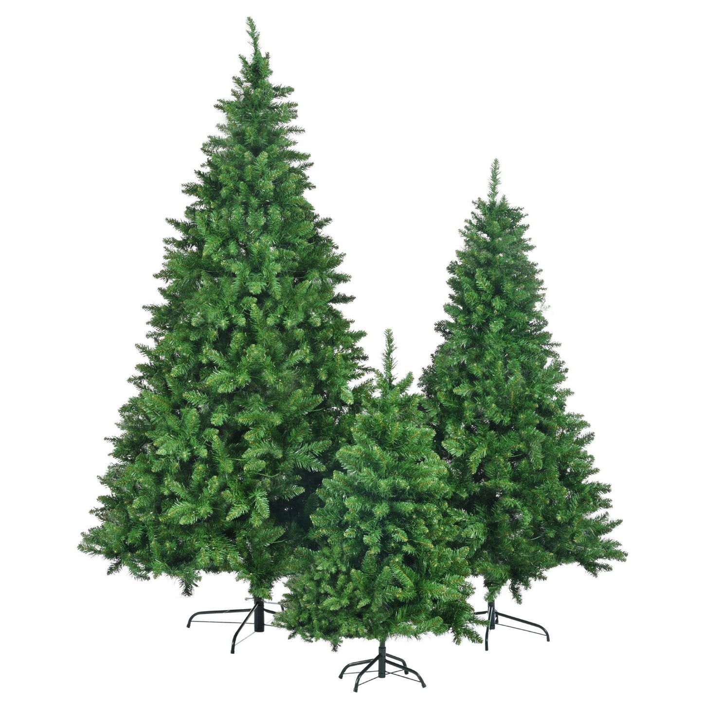 8FT, 6FT, 4FT Pre-Lit Green Pine Artificial Christmas Tree, Set of 3