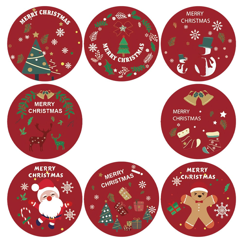 100-500pcs Merry Christmas Stickers Christmas Theme Seal Labels