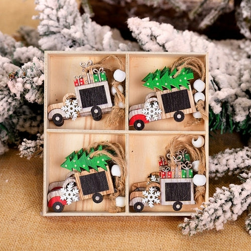 12pcs Christmas Snowflakes Wooden Pendants Xmas Tree Hanging Ornaments