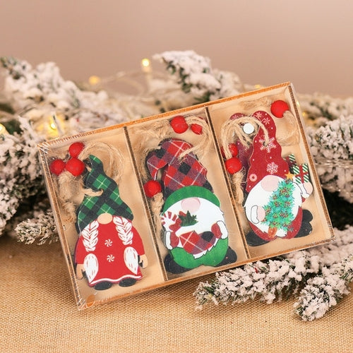 12pcs Christmas Snowflakes Wooden Pendants Xmas Tree Hanging Ornaments