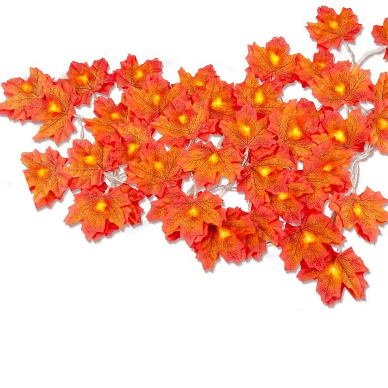 Artificial Leaves Maple Garland Halloween | Halloween Lantern