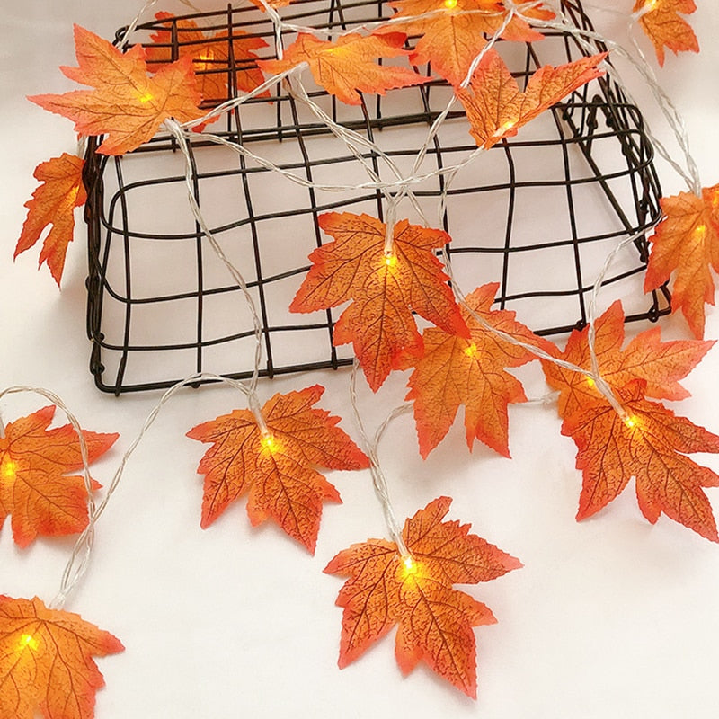 Artificial Leaves Maple Garland Halloween | Halloween Lantern