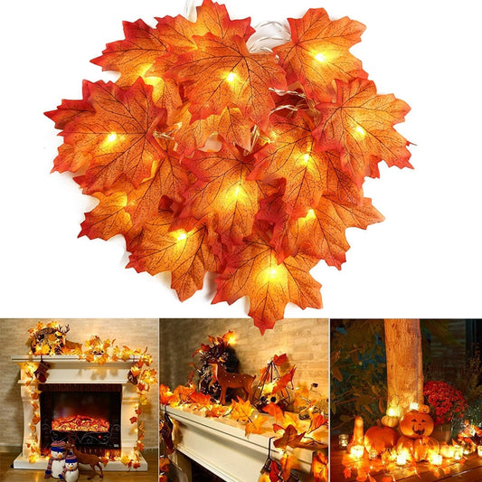 Artificial Leaves Maple Garland Halloween | Halloween Lantern