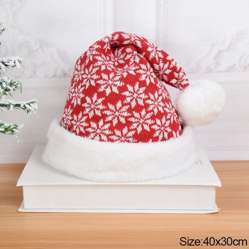 2022 Knitted Christmas Hat Cute Pompom Adult Child Soft Beanie Santa