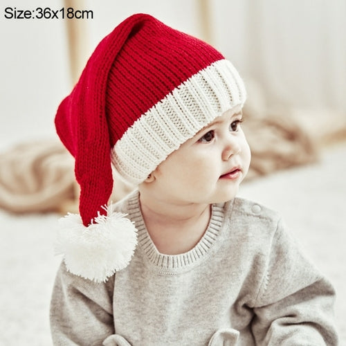 2022 Knitted Christmas Hat Cute Pompom Adult Child Soft Beanie Santa