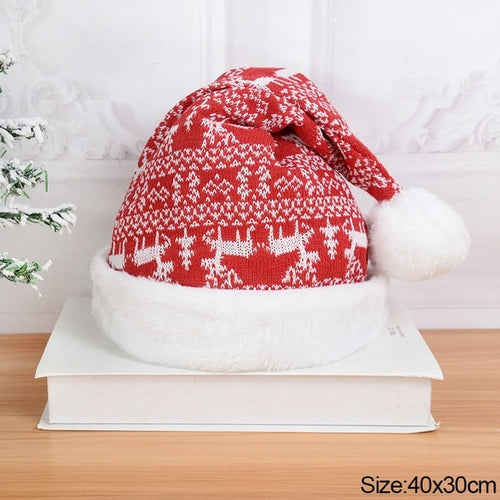 2022 Knitted Christmas Hat Cute Pompom Adult Child Soft Beanie Santa