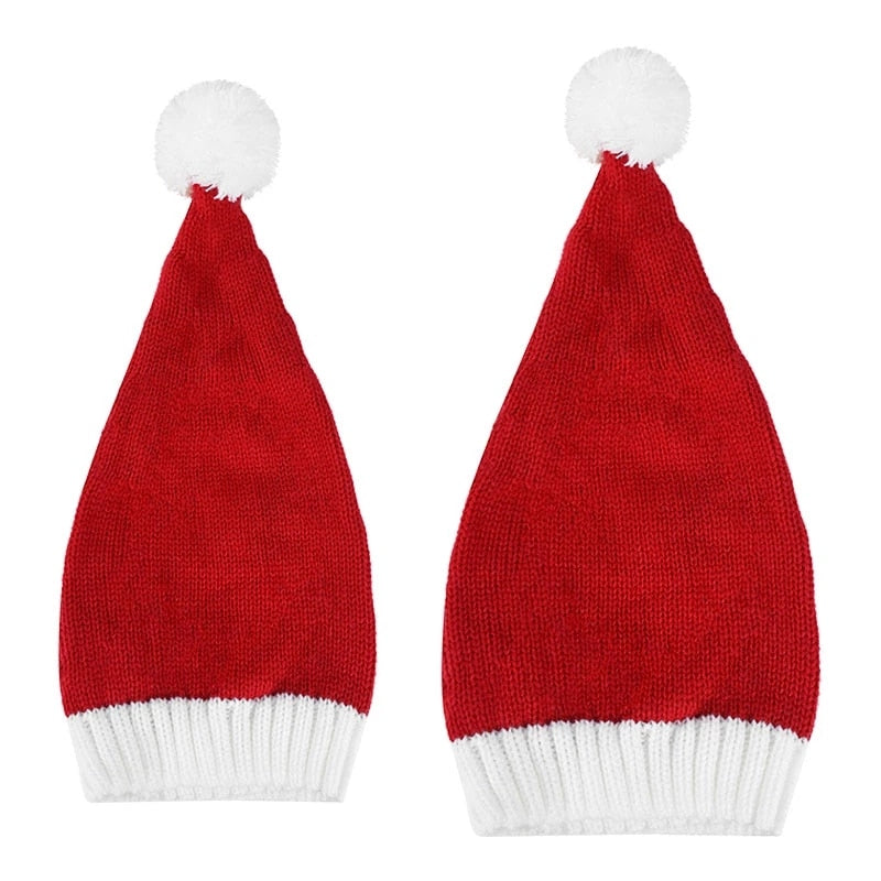 2022 Knitted Christmas Hat Cute Pompom Adult Child Soft Beanie Santa