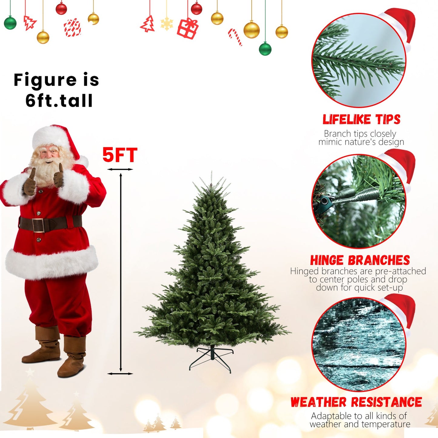 8FT Christmas Tree Simulate Nature Advanced Materials Premium Hinged