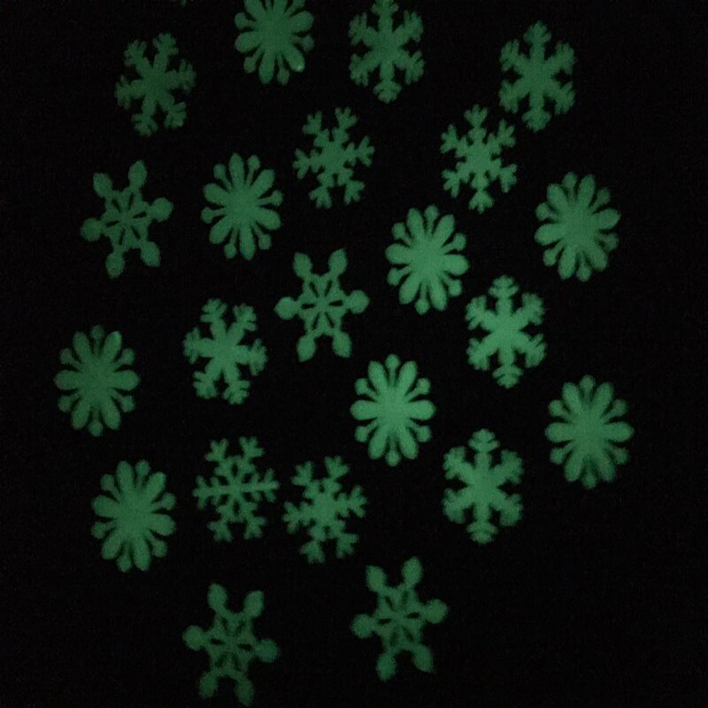 50pcs Colorful Luminous Snowflake Wall Sticker Glow In The Dark Decal