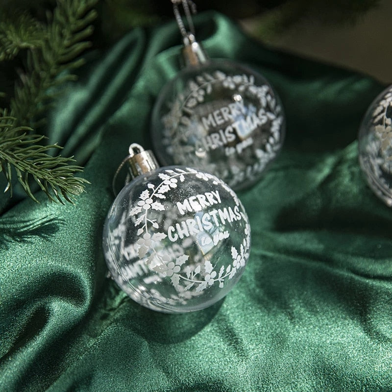 6pcs/box 6cm Transparent Painting Christmas Ball New Year Xmas Tree