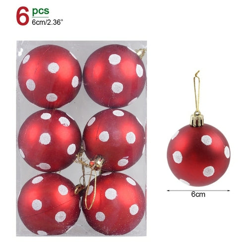 6pcs/box 6cm Transparent Painting Christmas Ball New Year Xmas Tree