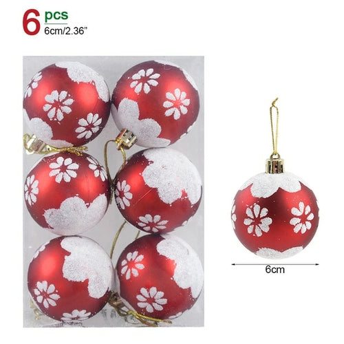 6pcs/box 6cm Transparent Painting Christmas Ball New Year Xmas Tree