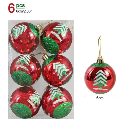 6pcs/box 6cm Transparent Painting Christmas Ball New Year Xmas Tree