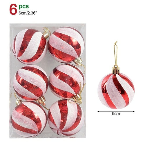 6pcs/box 6cm Transparent Painting Christmas Ball New Year Xmas Tree