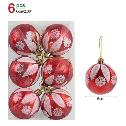 6pcs/box 6cm Transparent Painting Christmas Ball New Year Xmas Tree