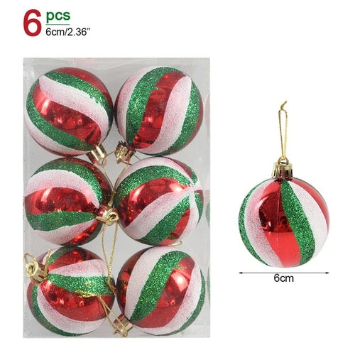 6pcs/box 6cm Transparent Painting Christmas Ball New Year Xmas Tree