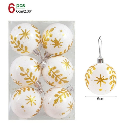 6pcs/box 6cm Transparent Painting Christmas Ball New Year Xmas Tree