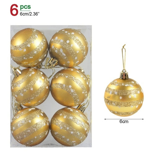 6pcs/box 6cm Transparent Painting Christmas Ball New Year Xmas Tree