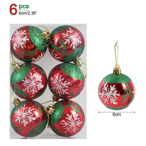 6pcs/box 6cm Transparent Painting Christmas Ball New Year Xmas Tree