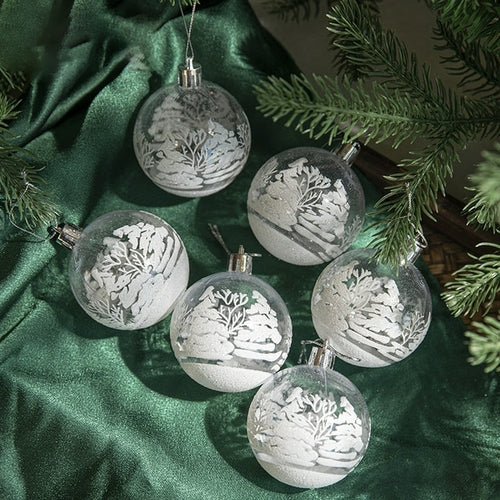 6pcs/box 6cm Transparent Painting Christmas Ball New Year Xmas Tree