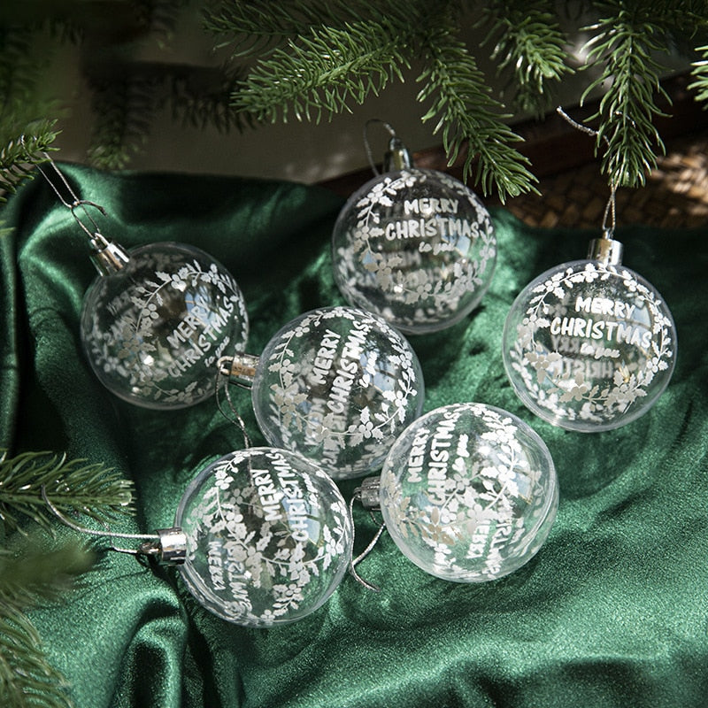 6pcs/box 6cm Transparent Painting Christmas Ball New Year Xmas Tree