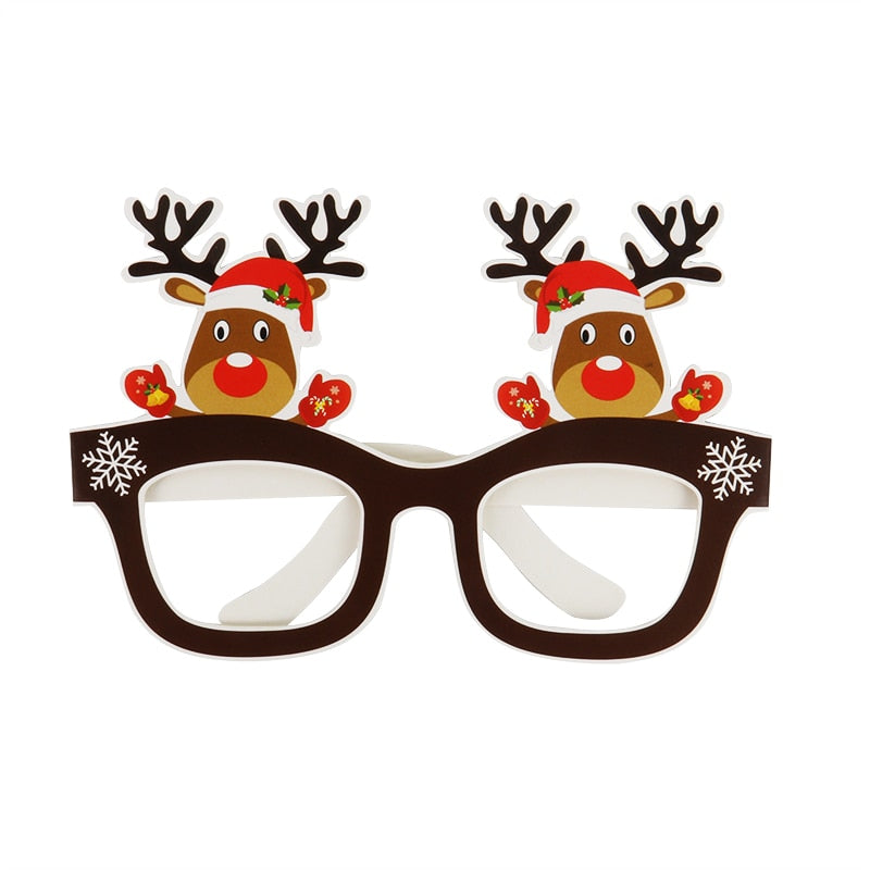 9pcs Santa Claus Xmas Tree Elk Paper Glasses Frame Christmas Glasses