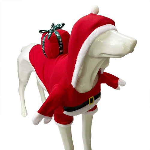 New Christmas Pet Clothes Dog Holds Christmas Gift Shaped Clothes Flee