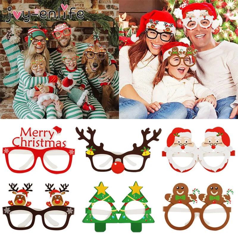 9pcs 2024 Christmas Glasses Santa Claus Snowman Snowflake Tree Elk