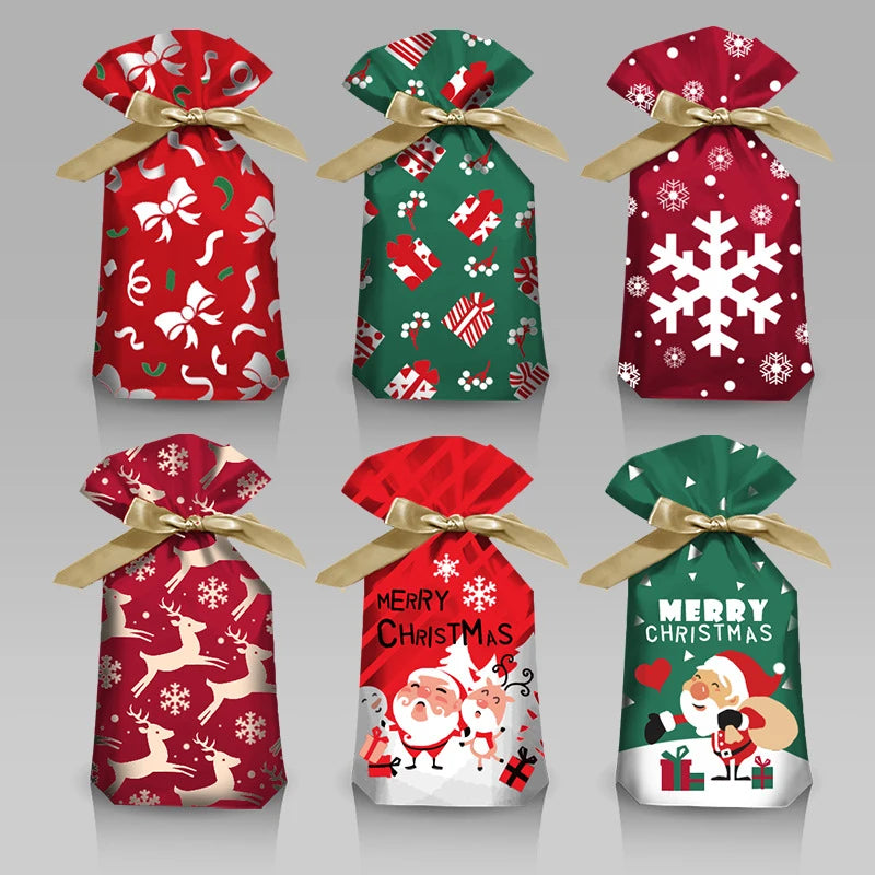 5/10pcs  New Year 2022 Candy Bag Santa Gift Bag Snowflake Crisp