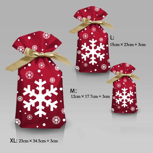 5/10pcs  New Year 2022 Candy Bag Santa Gift Bag Snowflake Crisp