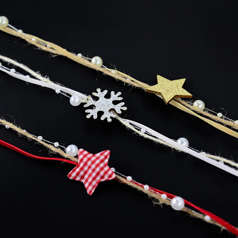 1/2M Christmas Ribbon Decoration Star Bead Chain Ribbon Xmas Tree