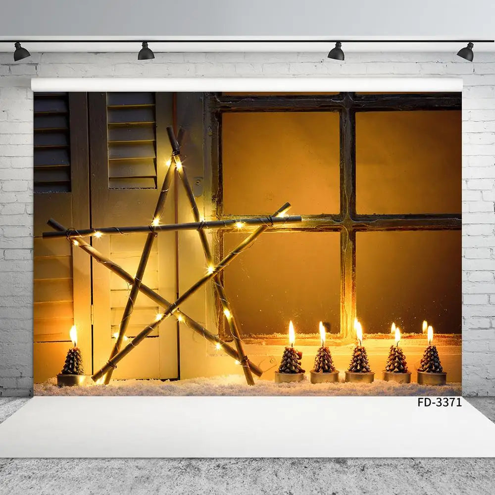 Christmas Star Windows Candle Photo Backdrops Xmas Vinyl Photography