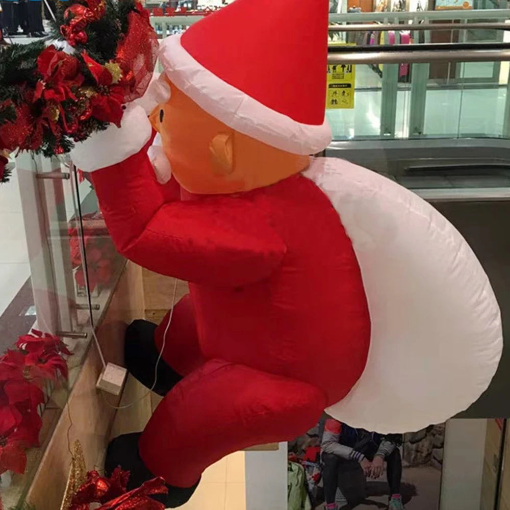 Giant 2/3/5mH Lighting Inflatable Climbing Santa Claus For Decoration