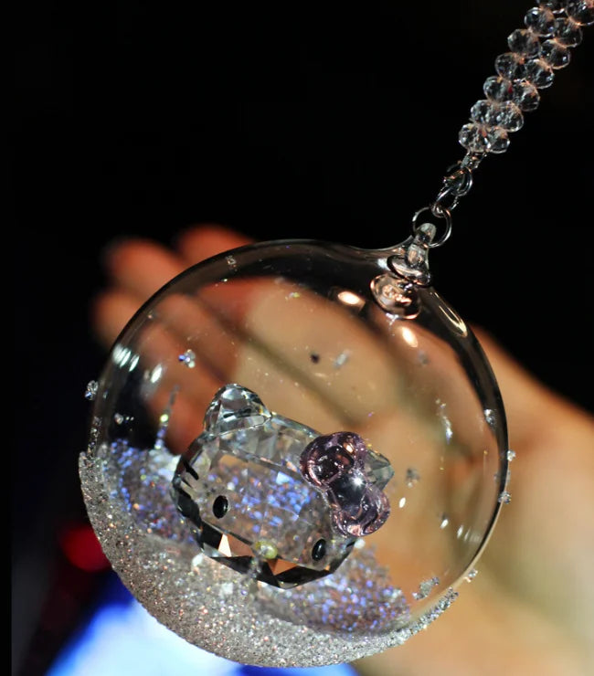 Crystal Cute KT Cat Ball Figurines Auto Fashion Pendant Wedding