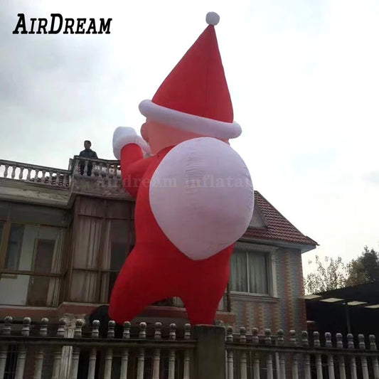 Giant 2/3/5mH Lighting Inflatable Climbing Santa Claus For Decoration