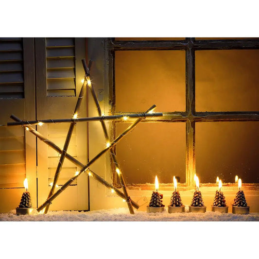 Christmas Star Windows Candle Photo Backdrops Xmas Vinyl Photography