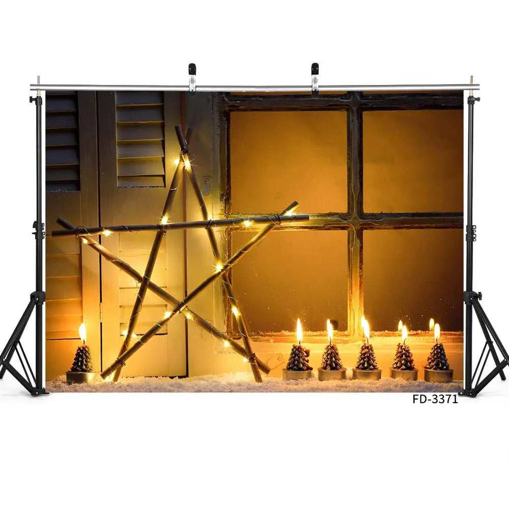 Christmas Star Windows Candle Photo Backdrops Xmas Vinyl Photography