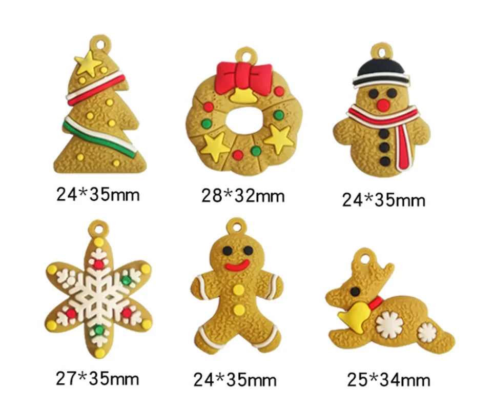 6pcs/lot Mini Gingerbread Man Christmas Ornaments Deer Snowman