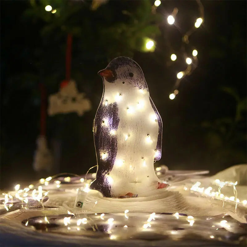 2024 Christmas Garden Decoration Light Penguin Acrylic 50 LED Lamp