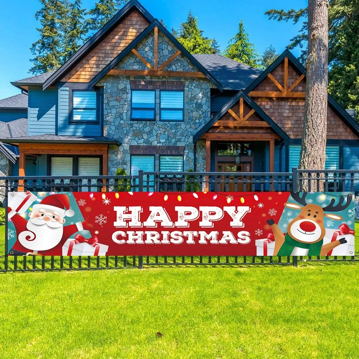 Christmas Outdoor Banner Flag Merry Christmas Decoration for Home 2023