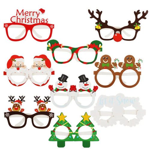 9pcs 2024 Christmas Glasses Santa Claus Snowman Snowflake Tree Elk