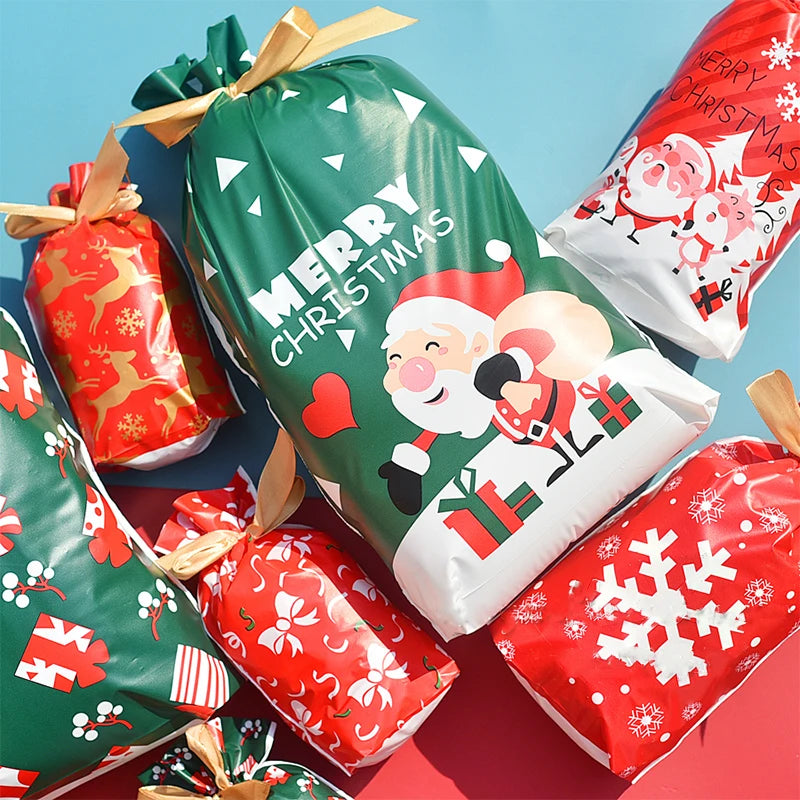 5/10pcs  New Year 2022 Candy Bag Santa Gift Bag Snowflake Crisp