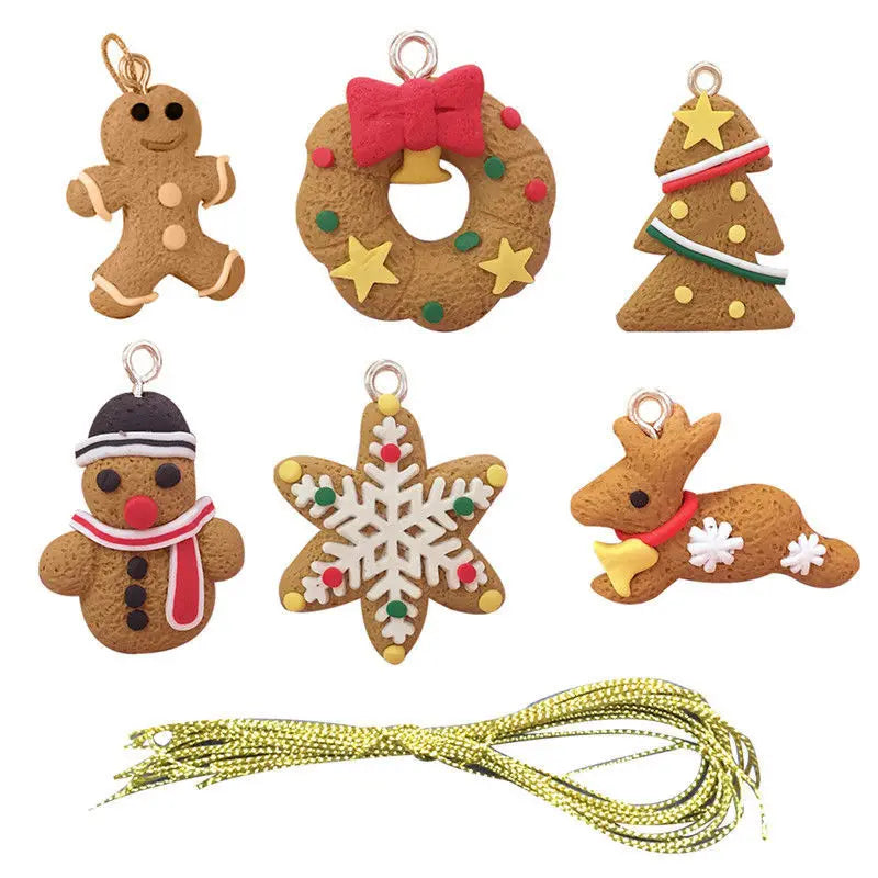 6pcs/lot Mini Gingerbread Man Christmas Ornaments Deer Snowman