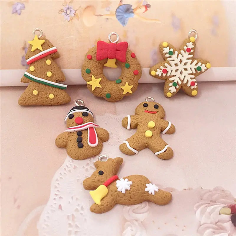 6pcs/lot Mini Gingerbread Man Christmas Ornaments Deer Snowman