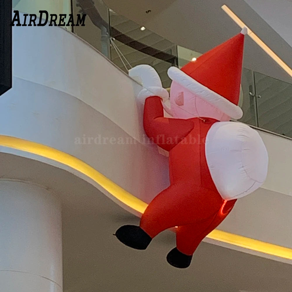 Giant 2/3/5mH Lighting Inflatable Climbing Santa Claus For Decoration