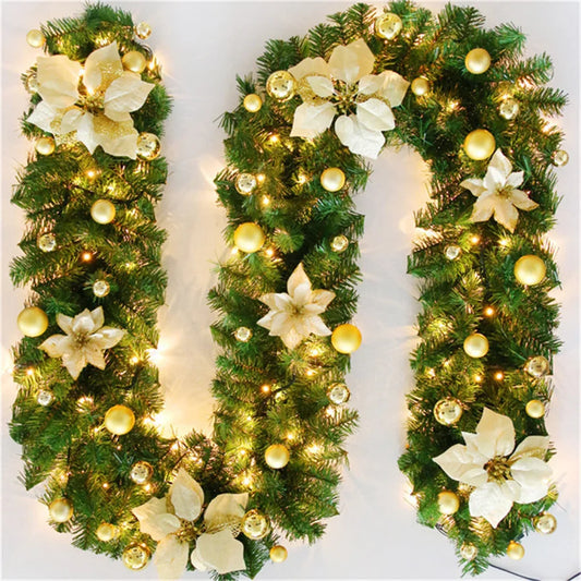 Christmas Decoration 2.7m Rattan Garland Wreath With Led Light Door