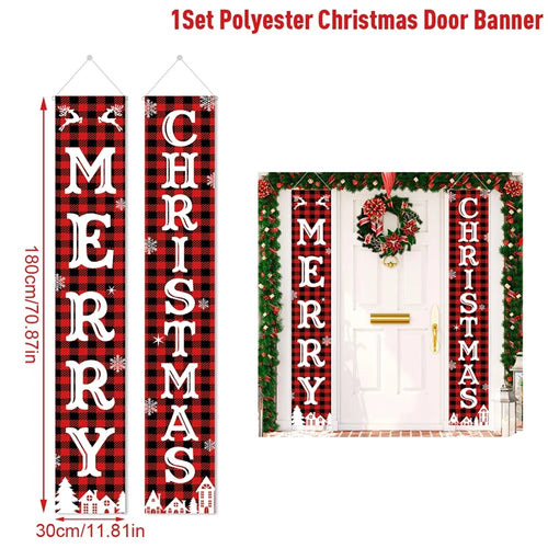 Merry Christmas Door Banner Decoration 2024 Christmas Decor for Home