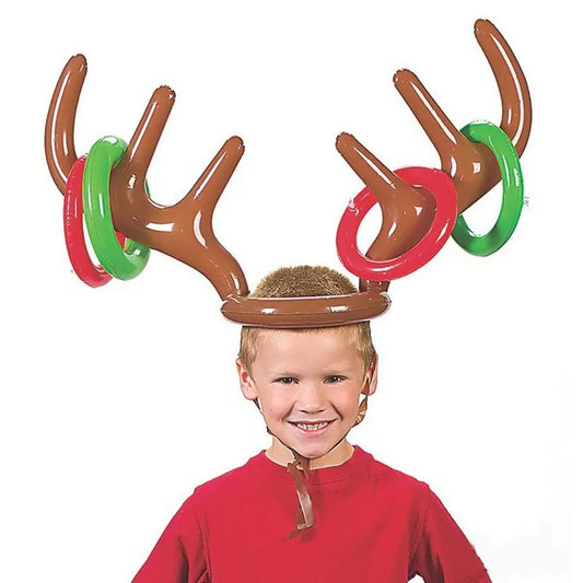 Inflatable Reindeer Antler Hat Ring Toss Game Kids Gift Christmas