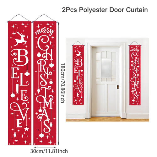 Merry Christmas Door Banner Decoration 2024 Christmas Decor for Home