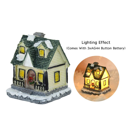 Christmas LED Light Wooden House Luminous Cabin Merry Christmas